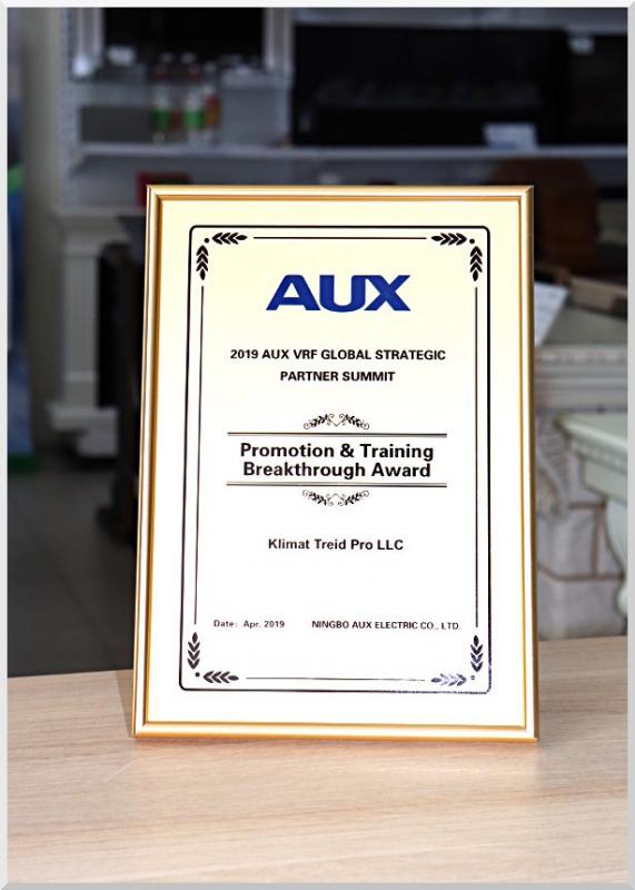 Сертификат участия в конференции AUX в 2019 (Китай)
