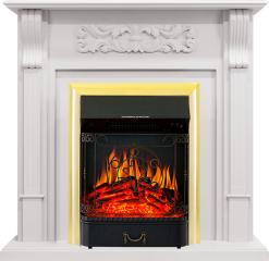 Электрокамин Royal Flame (портал Venice белый, очаг Royal Flame Majestic FX Brass) 