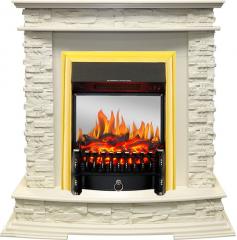 Электрокамин Royal Flame (портал Luzern слоновая кость, сланец белый, очаг Royal Flame Fobos FX M Brass) 
