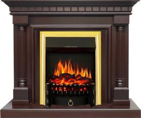 Электрокамин Royal Flame (портал Dallas темный дуб, очаг Royal Flame Fobos FX Brass) 