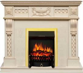 Электрокамин Royal Flame (портал Corsica слоновая кость с патиной, очаг Royal Flame Fobos FX Brass) 