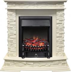 Электрокамин Royal Flame (портал Luzern слоновая кость, сланец белый, очаг Royal Flame Fobos FX Black) 