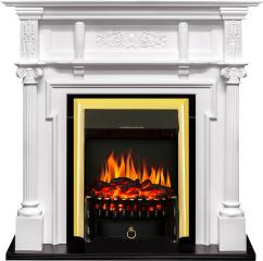 Электрокамин Royal Flame (портал Oxford белый, очаг Royal Flame Fobos FX Brass) 