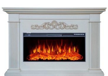 Электрокамин InterFlame (портал Шелтон бежевый, очаг InterFlame Freespace 40 LED FX QZ) 