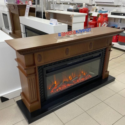 Электрокамин Royal Flame (портал Carlyle, орех с черным, очаг Royal Flame Vision 42 LOG LED) 
