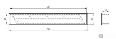 Встраиваемый биокамин Zefire прямоугольный контейнер 700 