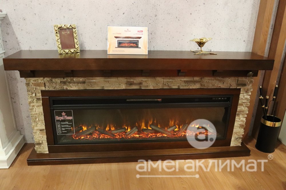 Электрокамин Royal Flame (портал Chalet 60 темный дуб, очаг Vision 60 LOG LED) 