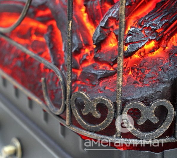 Электрокамин Comfort Flame (портал Stone M темный дуб, очаг Royal Flame Majestic FX M Black) 