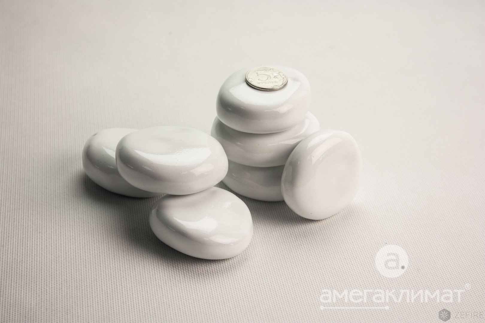 Декоративные белые керамические камни для биокамина Zefire 14 шт. 
