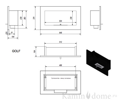 Биокамин Kratki GOLF HORIZONTAL 