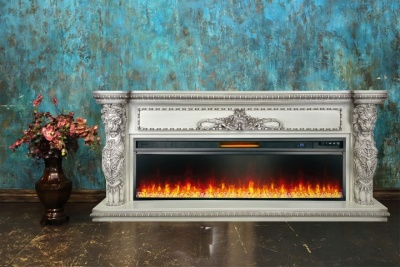 Электрический камин Royal Flame (портал Windsor 60 слоновая кость с темной патиной, очаг Royal Flame Vision 60 LED) 