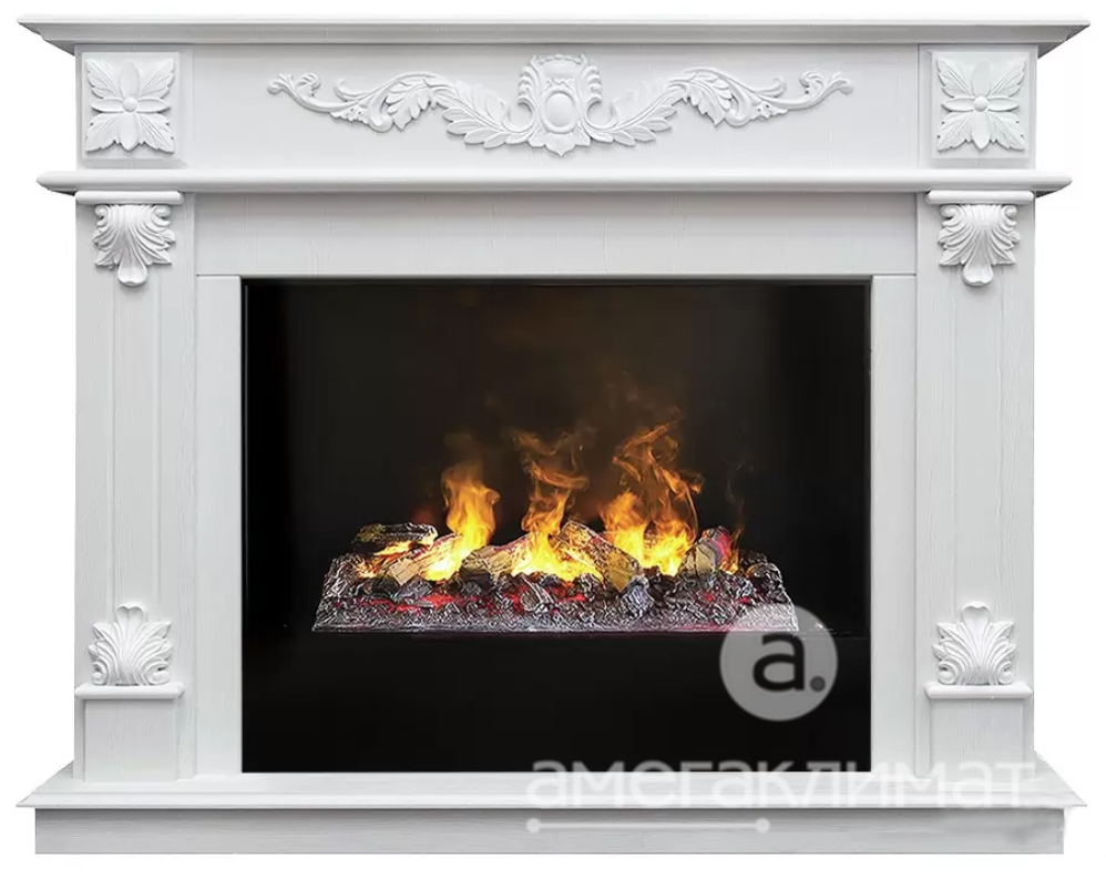Электрокамин Real Flame (портал Philadelphia цвет белое золото, очаг Cassette 3D 630) 