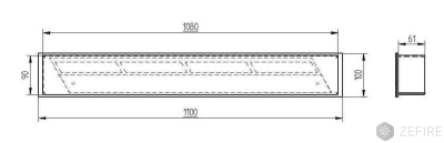 Встраиваемый биокамин Zefire прямоугольный контейнер 1100 