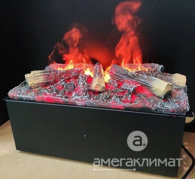 Электрокамин Comfort Flame Аляска (белый с чёрным), очаг RealFlame 3D Cassette 630M 