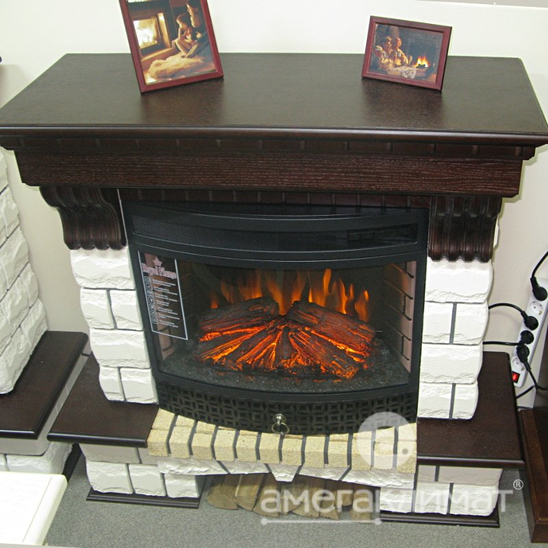 Электрокамин Comfort Flame (портал Stone-P25 Moro, очаг Royal Flame Dioramic 25)
