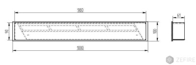 Встраиваемый биокамин Zefire прямоугольный контейнер 1000 