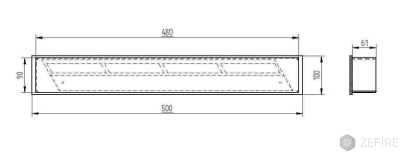Встраиваемый биокамин Zefire прямоугольный контейнер 500 