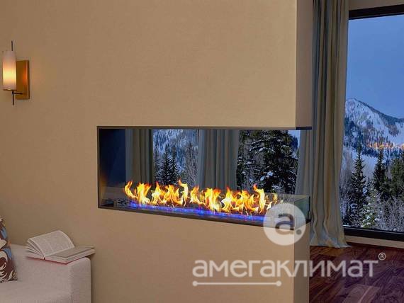 Биокамин Zefire торцевой сквозной Standart 1100 