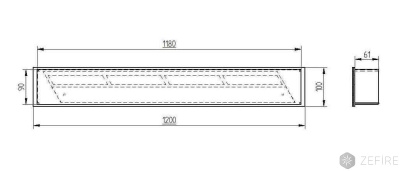 Встраиваемый биокамин Zefire прямоугольный контейнер 1200 