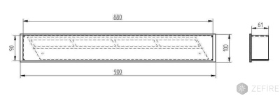 Встраиваемый биокамин Zefire прямоугольный контейнер 900 