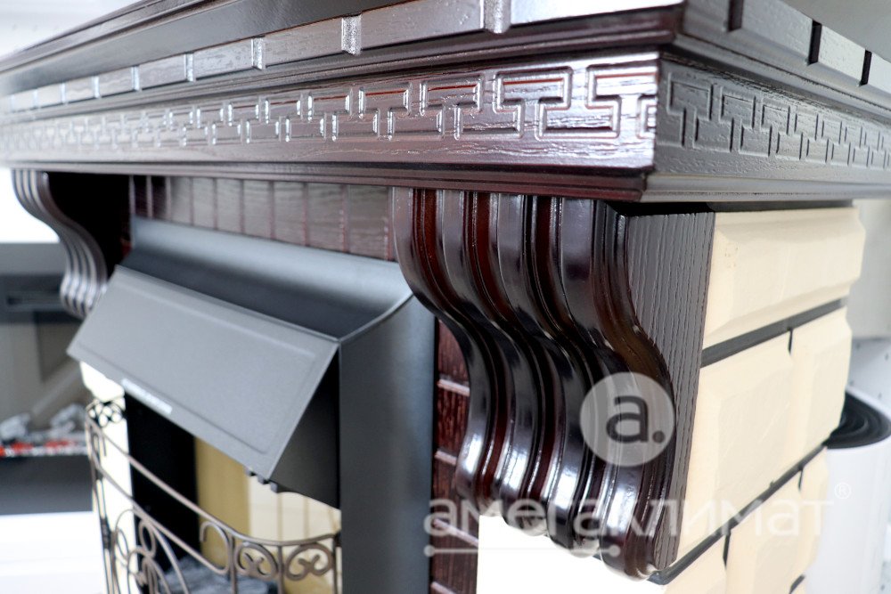 Электрокамин Comfort Flame (портал Stone M темный дуб, очаг Royal Flame Majestic FX M Black) 